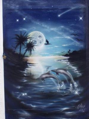 palmenlandschaft in blau auf gaskasten - tompaint - Array auf Array - Array - palmenlandschaft in blau auf gaskasten - tompaint - Array auf Array - Array -