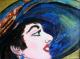Dame mit Hut - Peter Mach - Acryl auf Leinwand - Portrait-Frauen - Klassisch