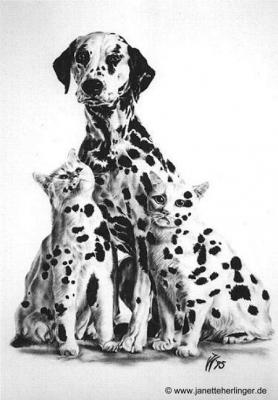 Dalmatiner mit Dalmatinerkatzen (1995) Janette Her - Janette Herlinger - Array auf - Array - Dalmatiner mit Dalmatinerkatzen (1995) Janette Her - Janette Herlinger - Array auf - Array -