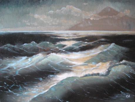 Meer im Mondschein (nach Ajwasowskij) - Emma Anders - Array auf Array - Array - Array Meer im Mondschein (nach Ajwasowskij) - Emma Anders - Array auf Array - Array - Array