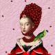 La mademoiselle en rouge - Isolde Neumann - Fotocollage----Bleistift-Farbstift-Graphit auf  - Frauen - Klassisch-Naturalismus-Realismus-Retro-Surrealismus