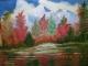 Autumn (Herbst) Trees near the Mountain Side - Rohini Yalakkishettar - Ãl auf Leinwand - Landschaft - Impressionismus-Naturalismus