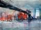 NY. Brooklyn Bridge IV - Johann Pickl - Aquarell auf Karton - Landschaft-Sonstiges - Expressionismus