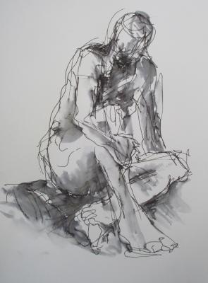 Aktskizze sitzend mit rechts - Anja Mueller-Wood - Array auf - Array - Aktskizze sitzend mit rechts - Anja Mueller-Wood - Array auf - Array -